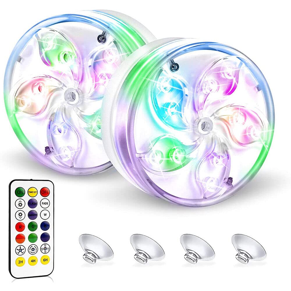 Pool Lights Underwater for Above Ground Pools Floating Waterproof Magnetic Submersible LED Pool Lights with Remote Swimming Pool Lighting Inground at Night Color Changing Pond Light (Flower-2PCS)