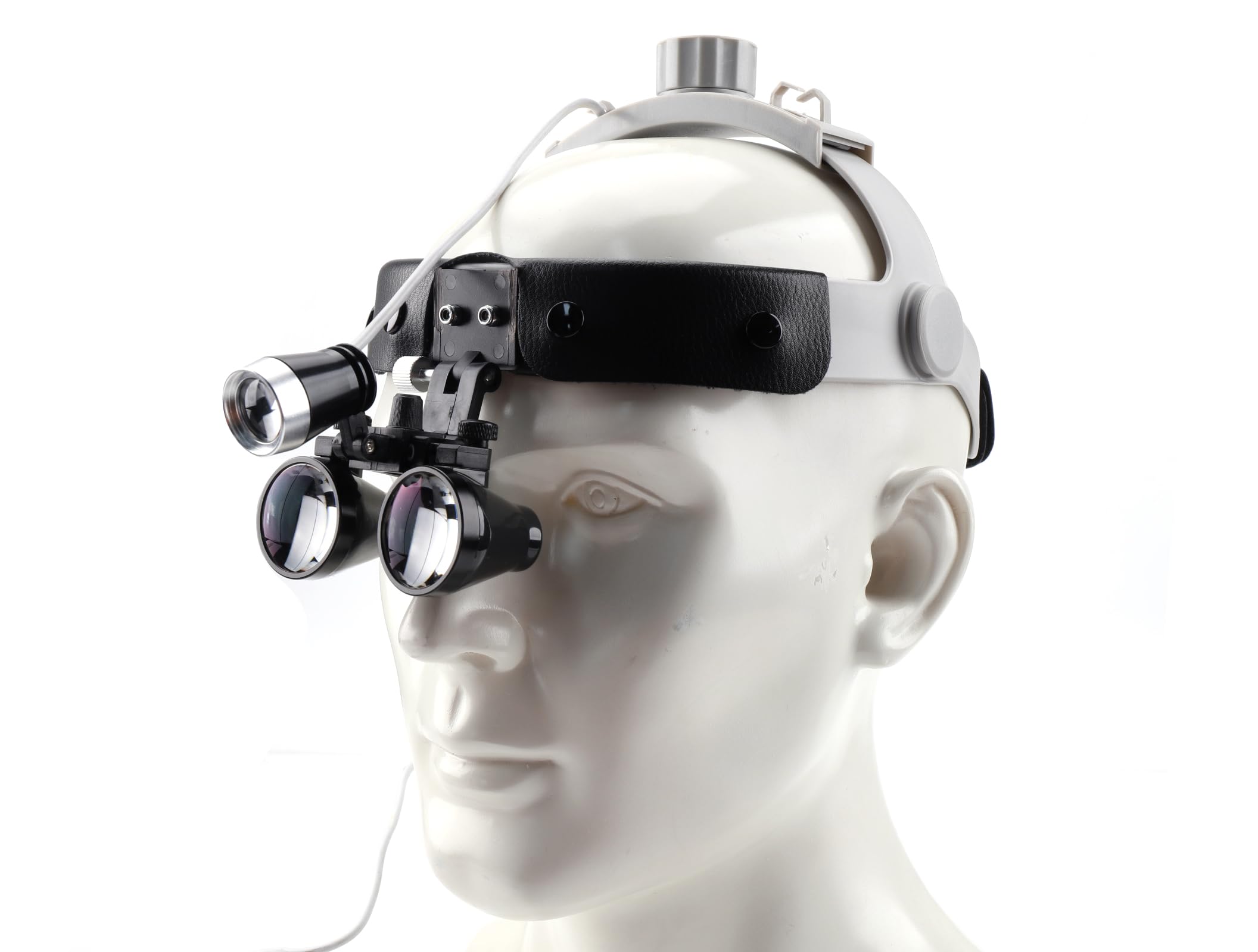 Binocular - Lupa de cuero con diadema de 3,5 x 420 mm con faro LED de 3 W (negro)