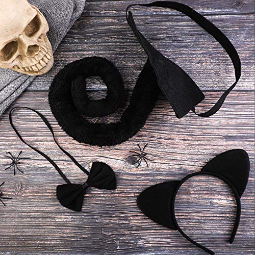 image for URATOT 3 Pieces Cat Ear Headband Bowtie Tail Cat Halloween Set Cosplay