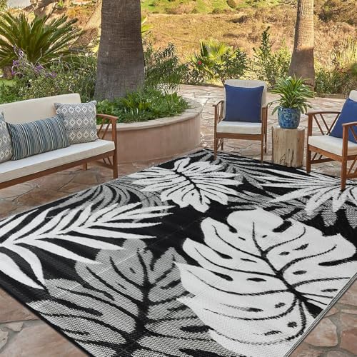 YONILE Waterproof Outdoor Rug 150x243cm,Reversible Plastic Straw Camping Carpet, Area