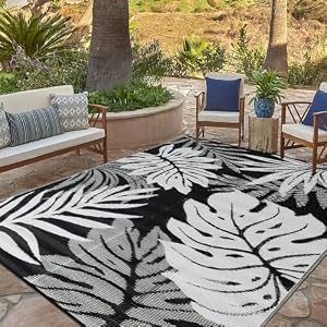 YONILE Outdoor Rug 8×10 ft Waterproof, Reversible Outdoor Plastic Straw Rug