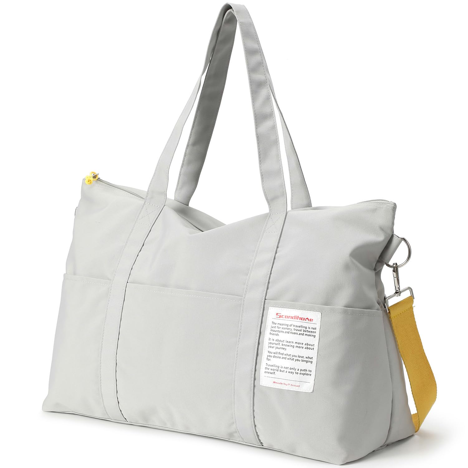 VanFn Duffle Bags, Damen-Sporttasche, Reisetasche, Reisetasche, Wochenendtasche, Crossbody-Tasche, leichter Gepäck-Rucksack, Schulterhandtasche für Herren, Scandihome-Serie, grau, 20 x 13.8 x 7.9