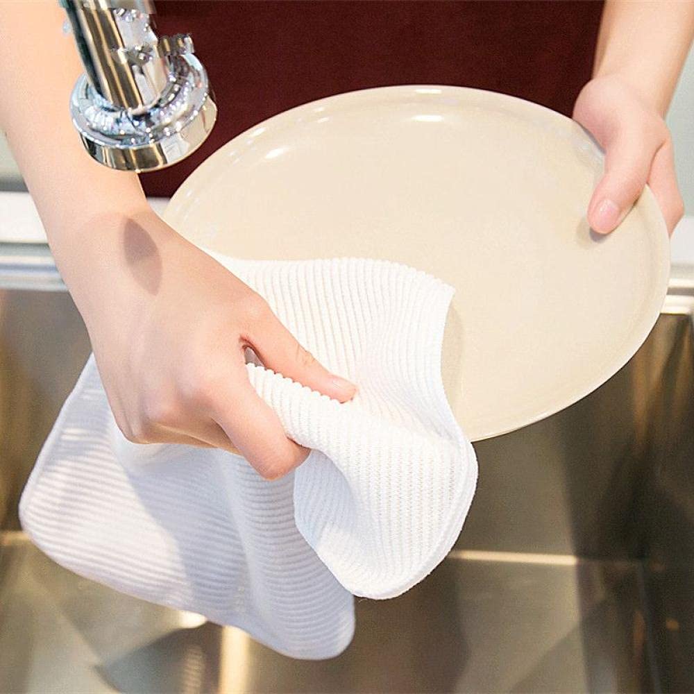 RWRAPS Tuch-Reinigungstuch, 5 Stück, Mikrofaser-Reinigungstuch für Geschirr, Trockentuch, Küche, schwedisches Geschirrtuch, Restaurant, Geschirr, Desinfektionstücher, weiß, 5 Stück, 37 x 21 cm