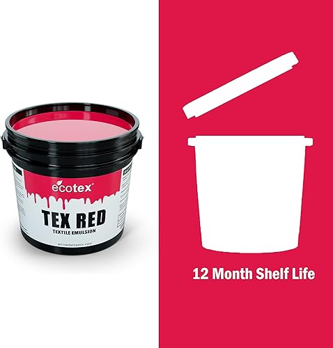 Miniatura 4 de Ecotex Tex-Red Emulsión de serigrafía (cuarto de galón, 32 onzas), emulsión fotográfica presensibilizada para serigrafías y tela, para tintas de