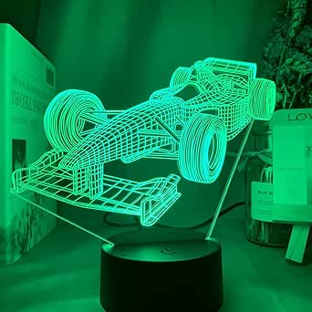 3D LED Night Light for Child, F1 Formula 1 Racing Car Illusion Lamp, 16 Color LED Lamp with Smart Remote Control, Bedroom Decorative Nightlight Unique Boy Gift for Kids Room Desk