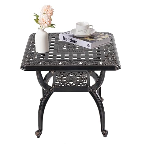 Cast Aluminum Outdoor Side Table,Small Patio Table,Outdoor Coffee Tables for