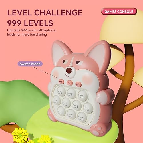 Miniatura 2 de Juguete de empuje rápido con luces y patrones emergentes, divertido juego multijugador para toda la familia (rosa corgi)