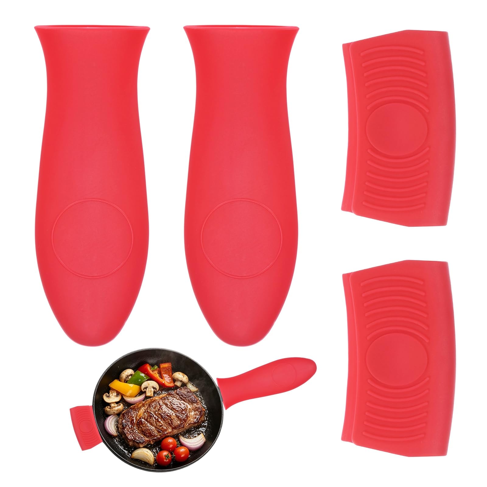 M METERXITY 4-Pack Silicone Hot Handle Holders, Red