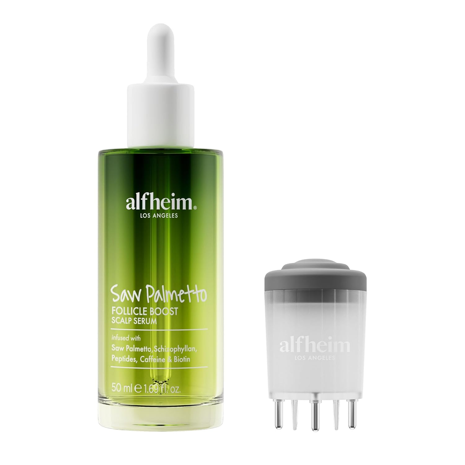 ALFHEIM Saw Palmetto Scalp Serum for Boost Follicle - Infused With Caffeine, Biotin for Thicker Hair - Balance Scalp, Rejuvenate Hair Follicles & Improve Hair Density - 1.69 fl oz + Serum Applicator