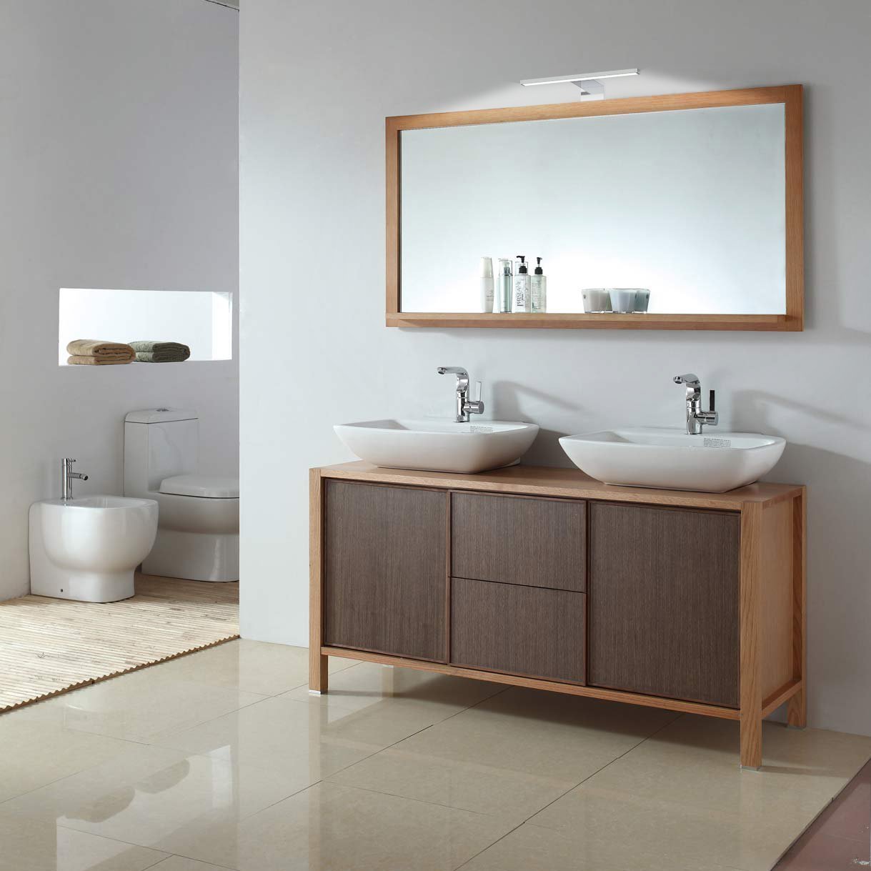 B.K.Licht - Lámpara Espejo de Baño LED IP44, 5W 230V, Pinza + Armario, Blanco Frío 4000k 650lm, 30x10.3x3.6 cm, Aplique Espejo Baño, Apliques Espejo De Baño, Luz Espejo Baño, Cromo