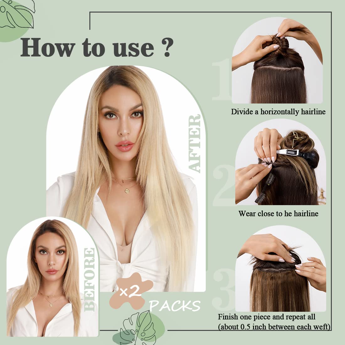 Amazon.com : Clip in Hair Extensions Human Hair Full Head 8  display picture 2