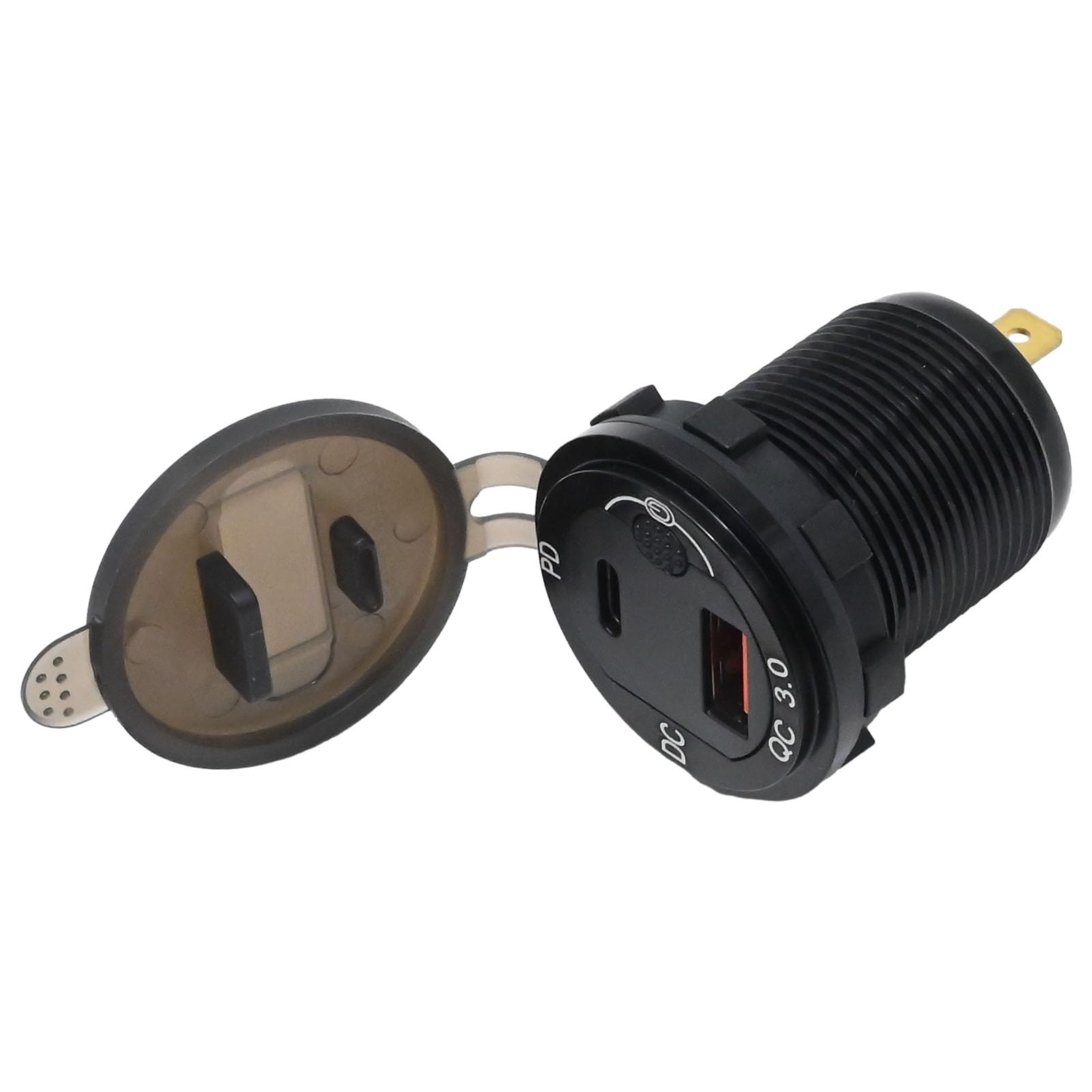 UOIENRT 83 W USB-C-Autoladegerät, 18 W QC3.0 und 65 W USB-C-Anschluss, 12 V Steckdose mit Knopfschalter, intelligentes Voltmeter für Auto, Golfwagen, Marine