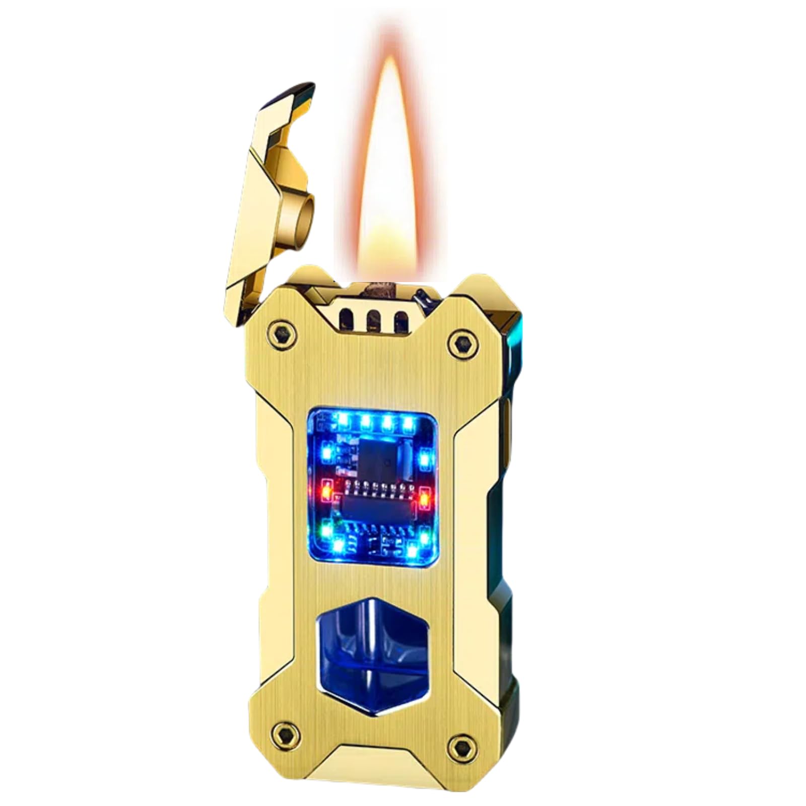 NINSI Smart Kerosene Lighter 4-Ignition Methods, Voice Activated Soft Flame Lighter, Metal Mecha Style Refillable Lighters with Cool Colorful