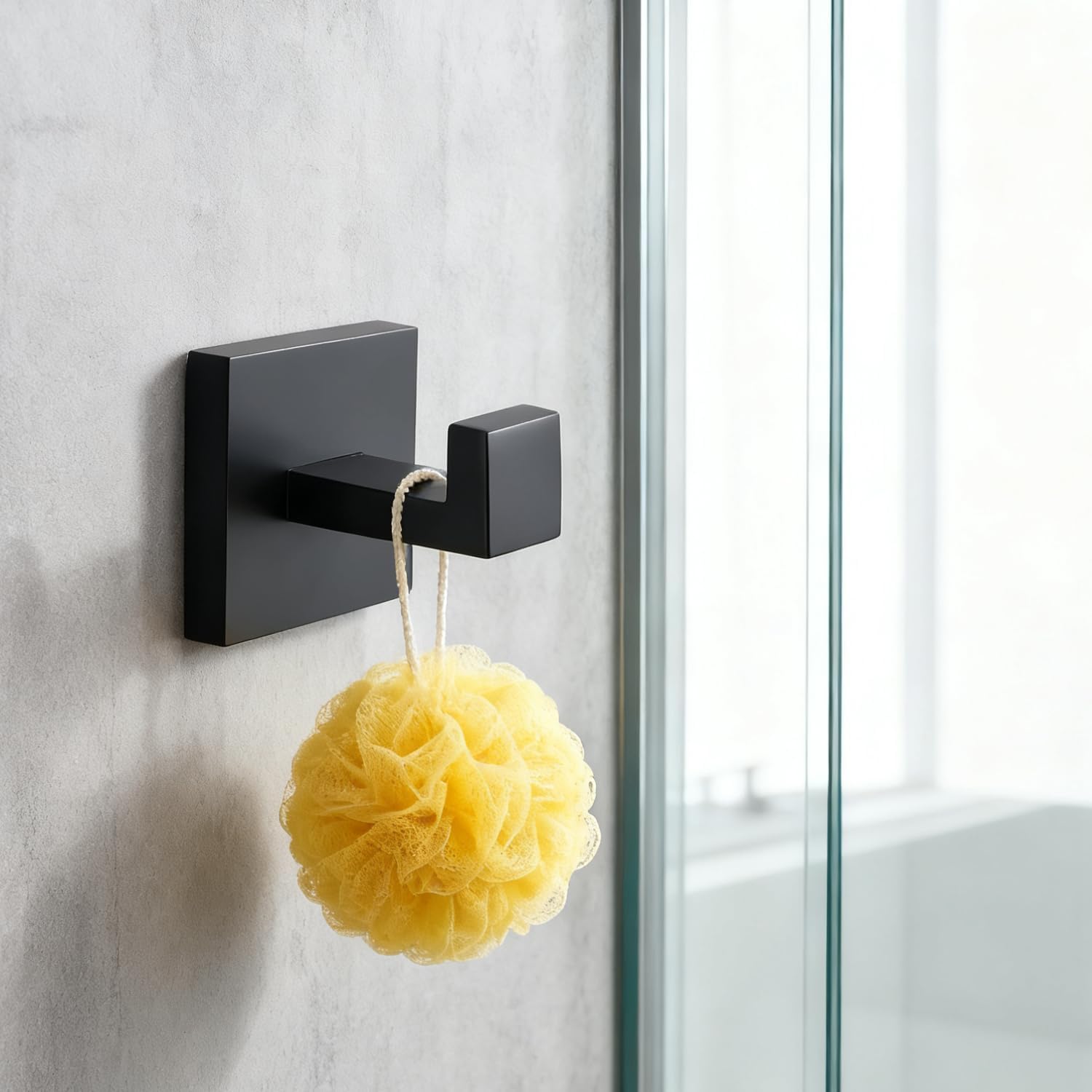 4 Pack Matte Black Robe Hook Wall-Mounted Towel Hook Coat Hanger for Bathroom Bedroom Kitchen