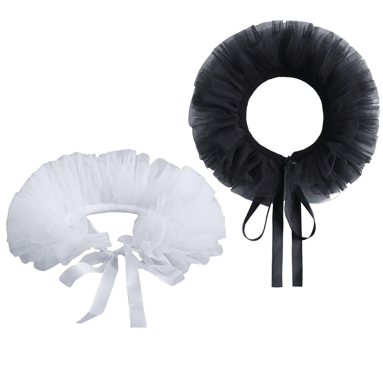 MICFENY 2Pieces Elegant Tulle Collar Detachable Collars Cosplay Costume Neckpiece Courtstyle Collar for Cosplay Event Props