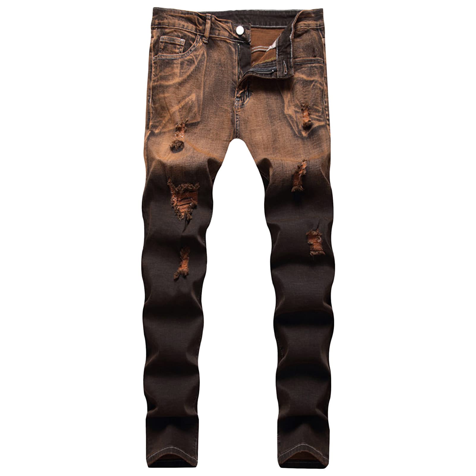 Jeans skinny homme vintage à trous style denim extensible décontracté - 8