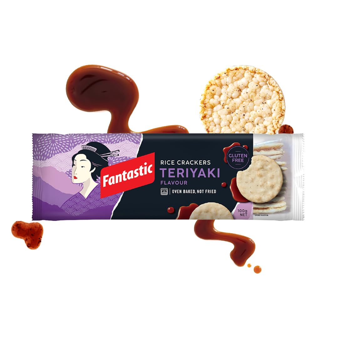 Teriyaki Rice Crackers 100g | Oven-Baked, Vegan & Gluten-Free | Healthy Low-Calorie Snack | Made in Thailand