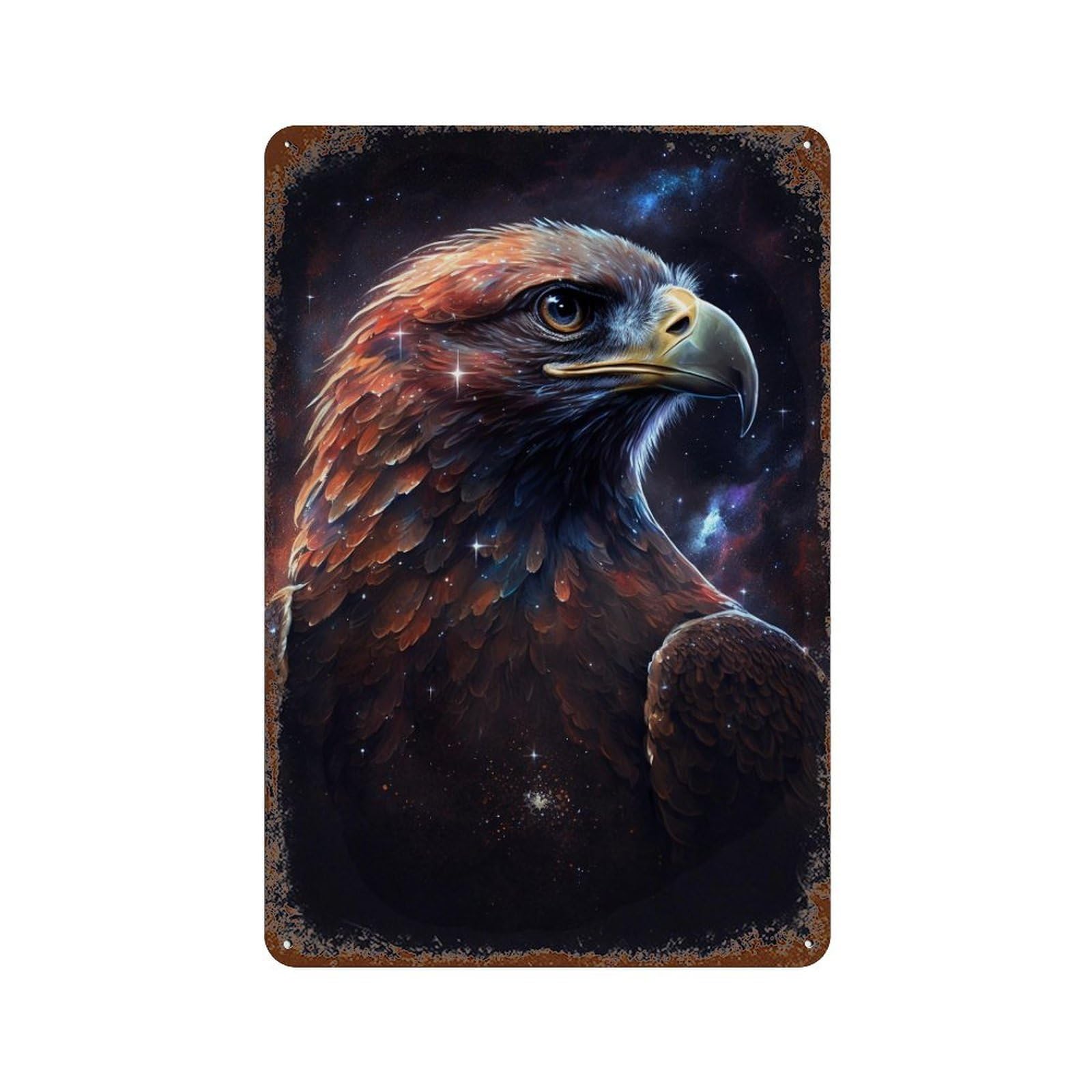 Eagle Fantasy Art Print 11.8"x7.9" Vintage Rust Metal Sign, Classic Wall Plaque for Office, Studio And Wall Decor