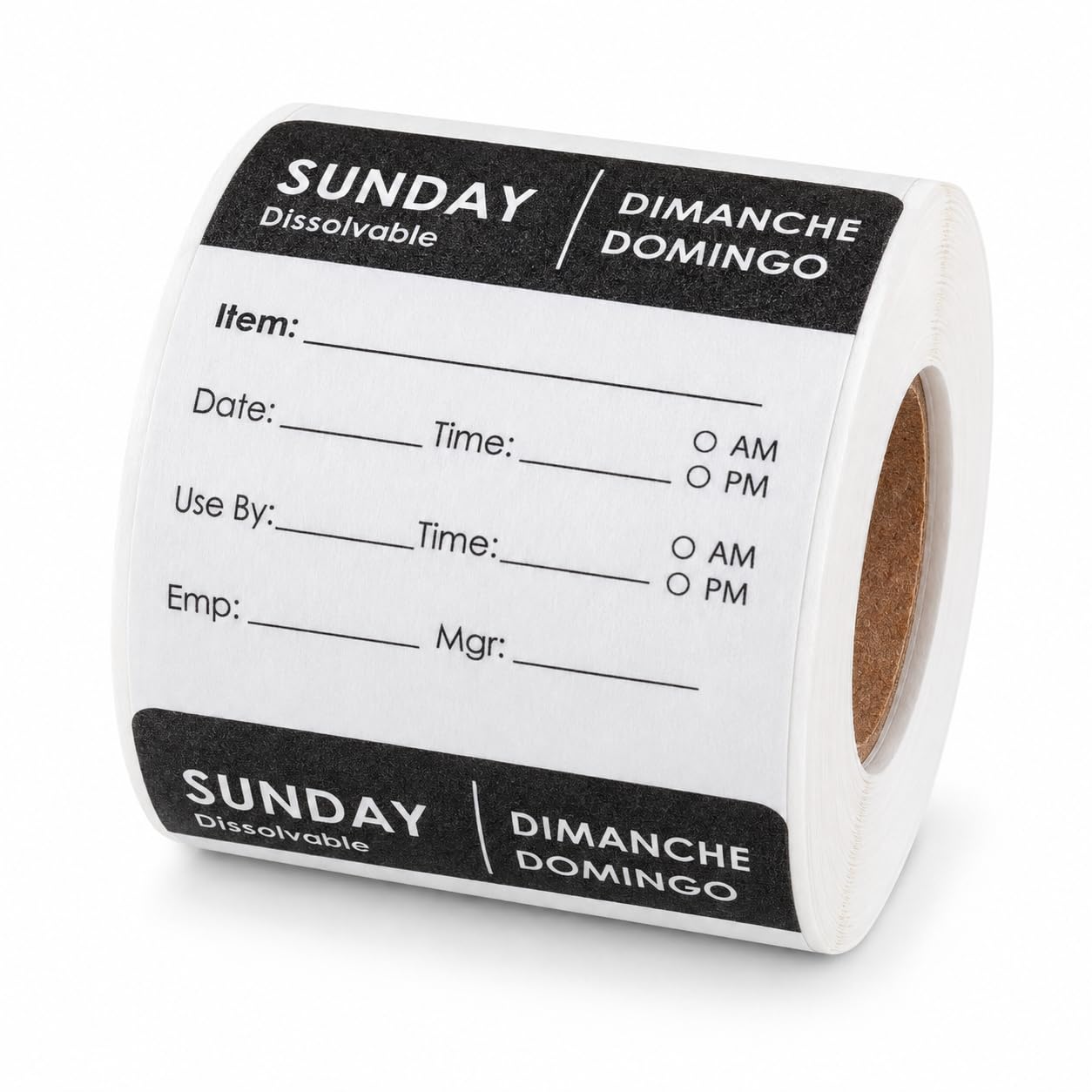 Sunday 2" x 2" Dissolvable Day of the Week Labels by Glownary – 2 X 2 Inches, Paper, Black, Model Sunday -2x2-250