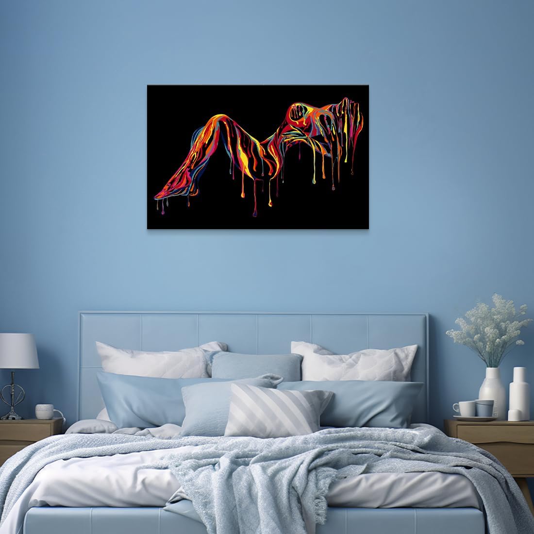 Abstract Canvas Art Wall Decor Sexy Woman Colorful Painting HD Print on Canvas Sexy Body Artwork for Living Room Bedroom Bathroom Wall Decoration Framed 24x36 inch