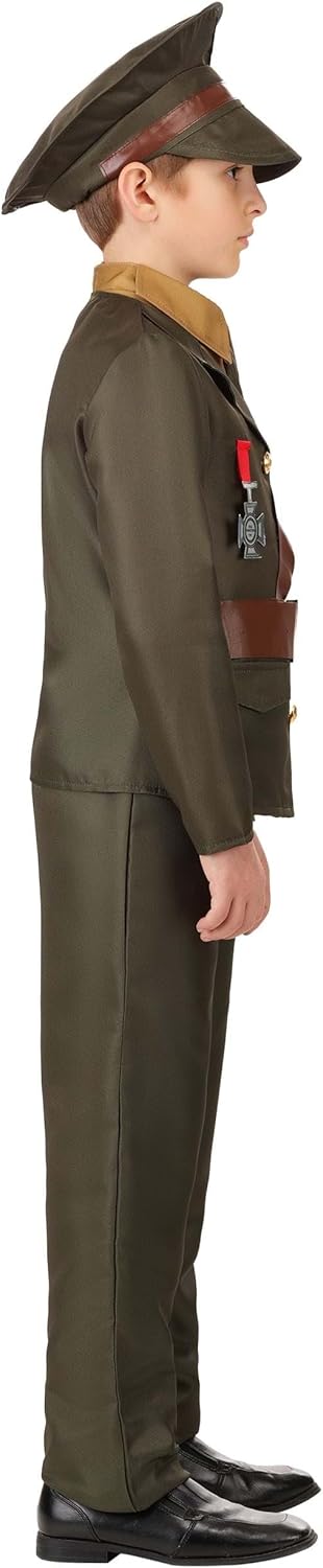 Kid's Army Officer Costume with Military Uniform & Hat - Boy's Soldier Dress-Up Uniform for Halloween, Plays & Cosplay - Image 4