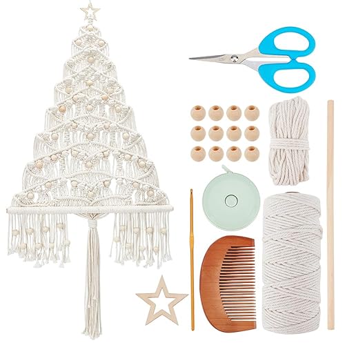 ACRNIGHEET DIY Macrame Christmas Tree Handmade Woven Macrame Wall Hanging