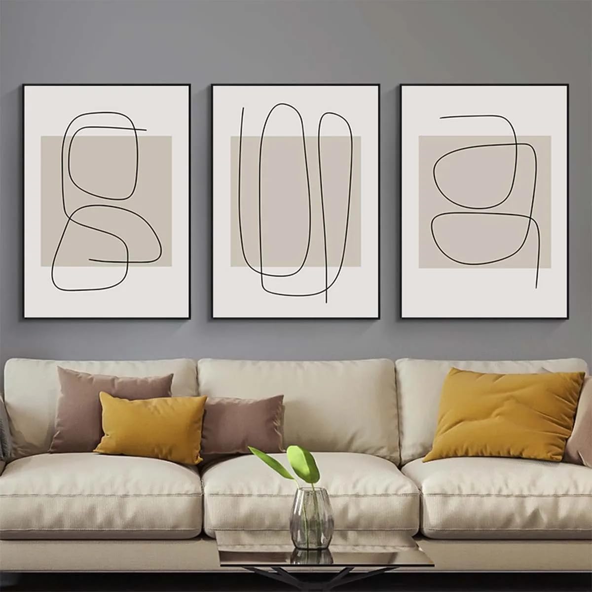 CLJKDX Abstract Black Geometric Lines Wall Art Canvas Painting Modern Poster and Print Picture For Living Room Kitchen Bedroom Decoration-60 * 70cm*3PCS (No Frame)