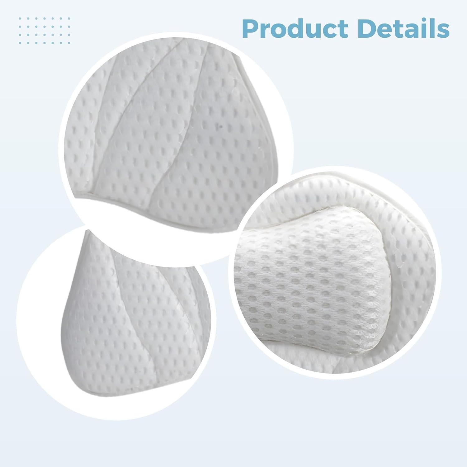 16.5 x 16.9 x 2.4 in White 4D Mesh Bath Pillow with 6 Suction Cups: Butterfly-Shaped Bathtub Pillow, Head Neck and Back Support for Spa