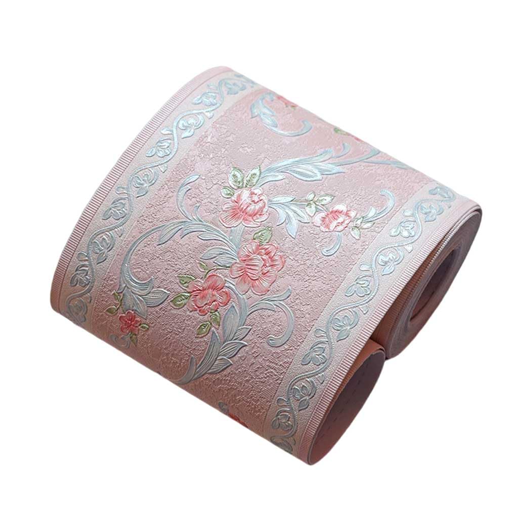 SKKWJEGE Wall Border Stickers Emboss PVC Wallpaper Mural Beautiful Colors Home Decals Art Bathroom Ornaments Removable Pink Rose