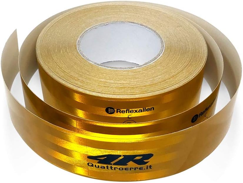 Quattroerre 1603 Reflective Tapes Un Approved ECE 104, Yellow, 55 mm x 50 mt