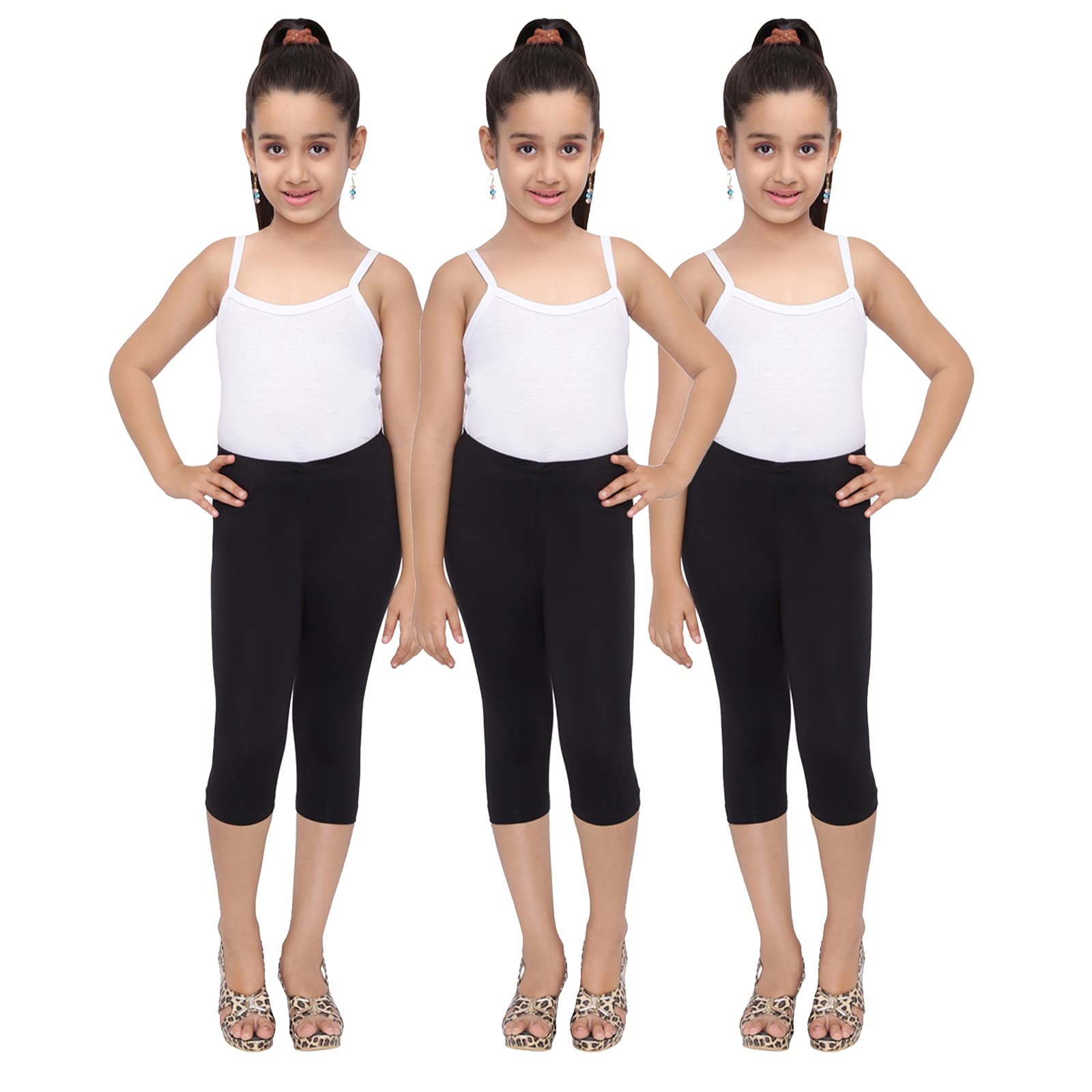 Premium Girls Capri Leggings Pack of 3 - Versatile Colors and Sizes for All Ages-image-47