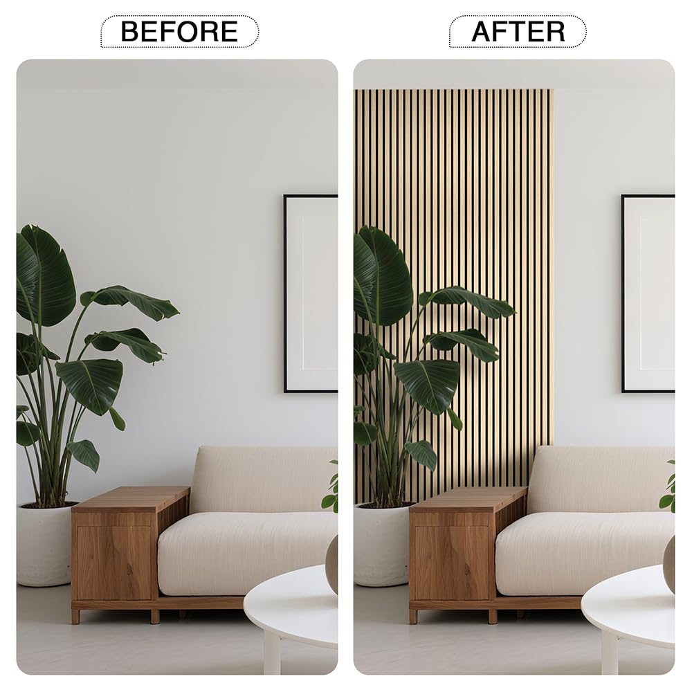 Wood Panels for Wall, Soundproof & Acoustic Wood Slat Wall Panel for Interior Decor, Sound Absorbing Panels for Office,Home Theater & Living Room(Oak#13,2 Pack-47.2"*23.6")