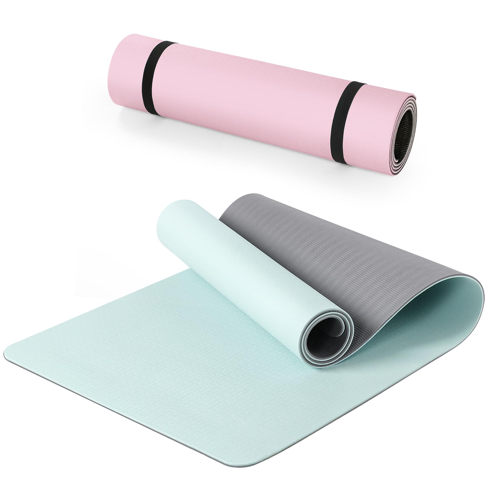 Woanger 2 Pack Yoga Mats (72x24) 3/8 Inch Thick Exercise Yoga Mat Tpe