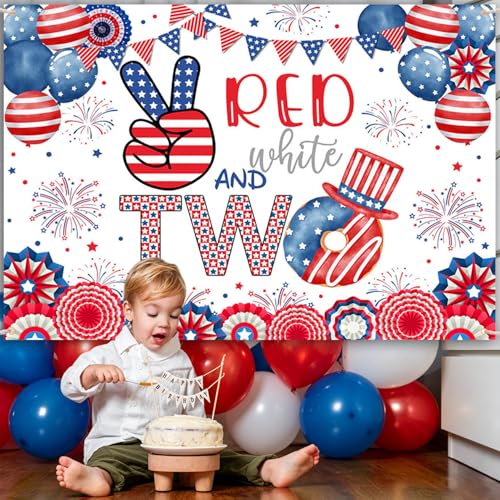 Fondo decorativo rojo, blanco y azul 7 x 5 ft para fotografía miniatura 6