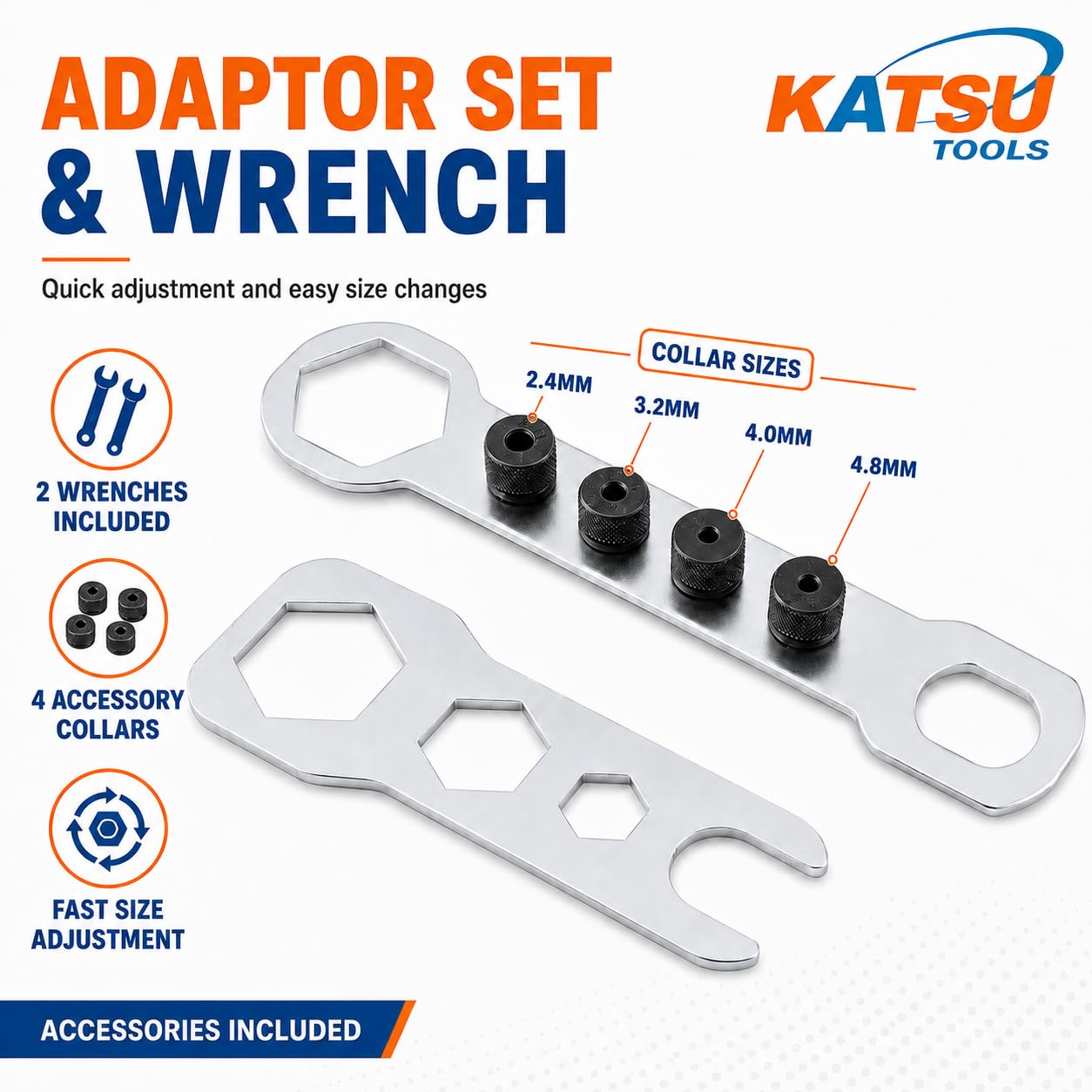 KATSU Tools Accesorio de tuerca remachadora, kit adaptador de pistola de remache multifunción 2 en 1, herramienta de remachado para taladros eléctricos inalámbricos, modelo 405531