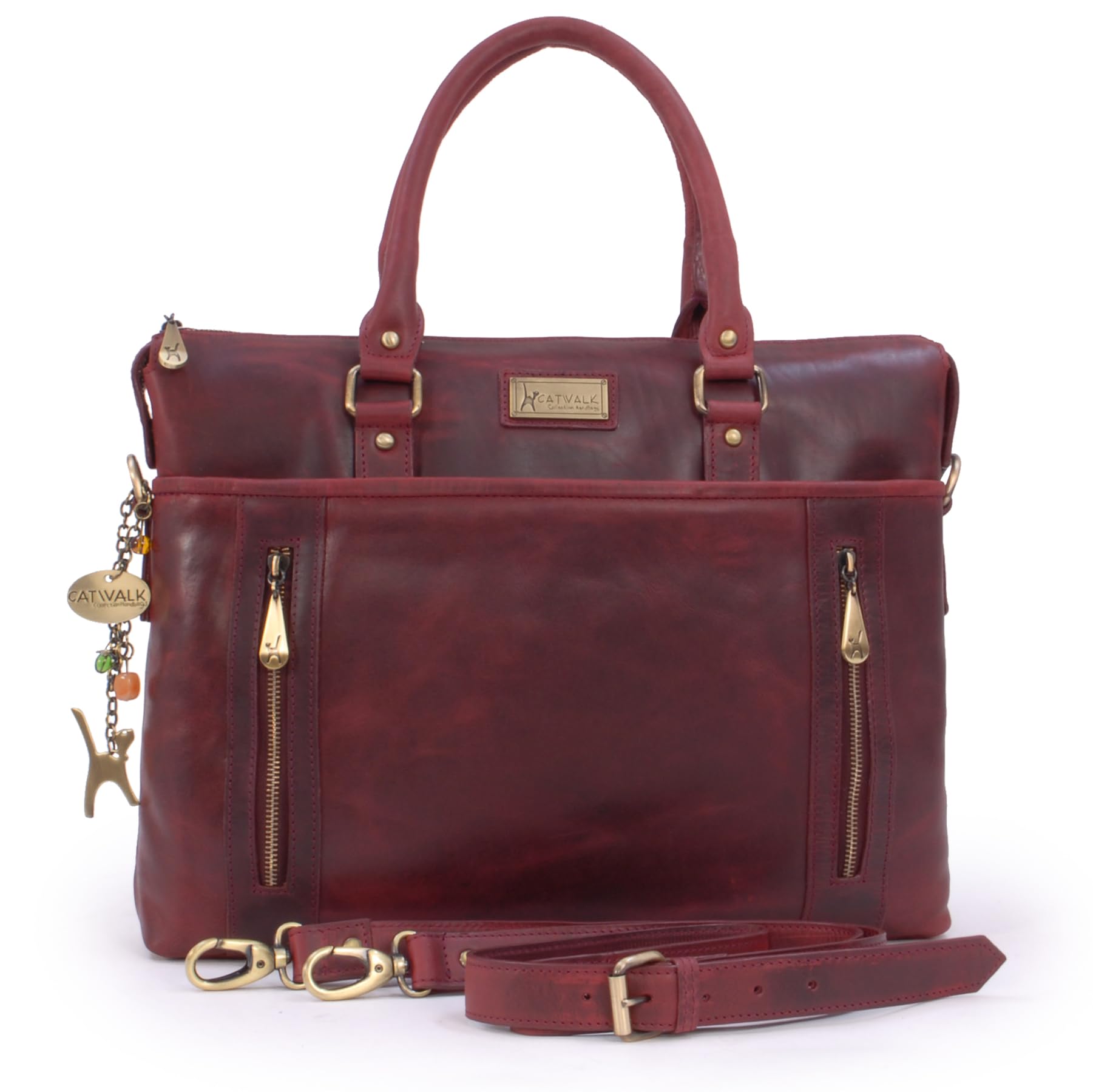 Catwalk Collection Handbags - Grande Borsa Tote in Vera Pelle - Borsa a Tracolla per PC - Valigetta 24 Ore Donna - Cartella da Lavoro - Adele