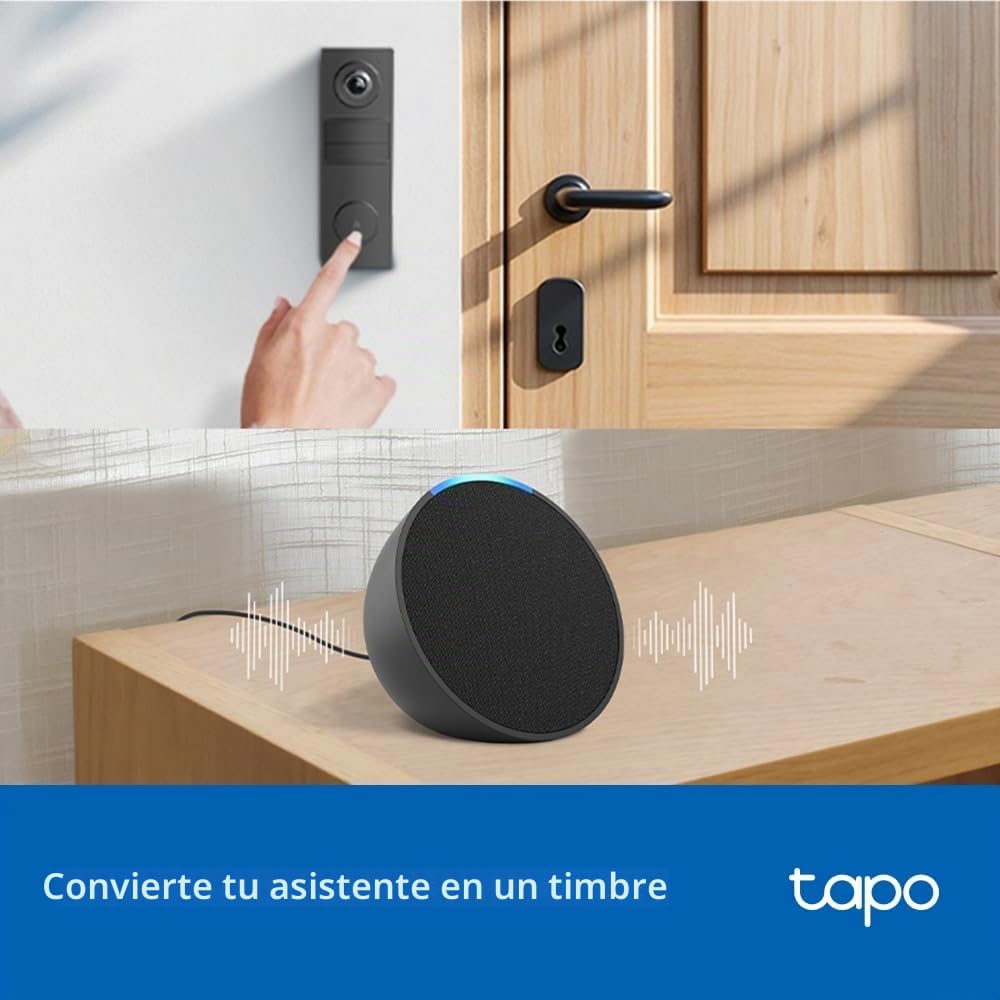 Tapo D205 Videoportero 2K 3 MP, Campo de visión 160°, detección AI, IP54, Llamada al Timbre, Alta duración de la batería de 5200 mAh, Carga rápida, Puerto USB-C, Compatible con Panel Solar