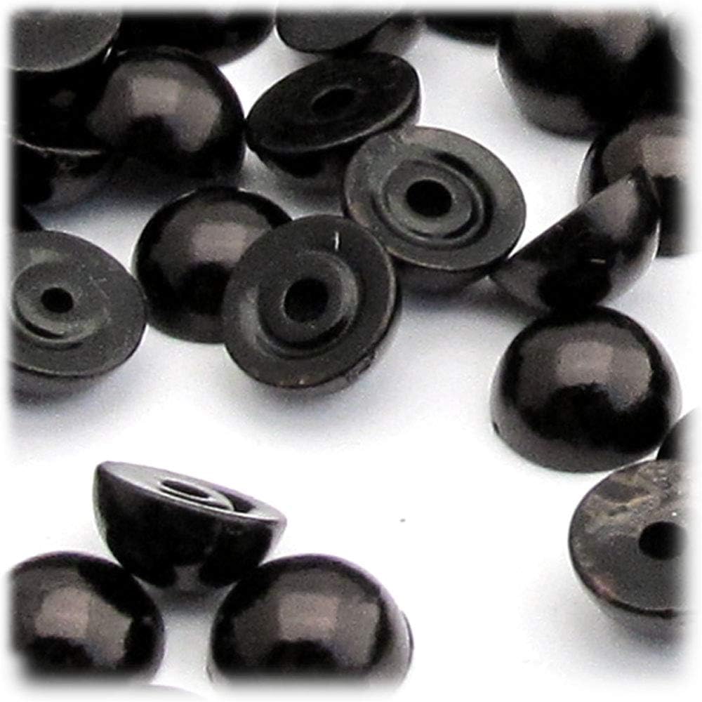 144-pc Pearl Finish Half Dome Beads, Round, 12mm, Pitch Black