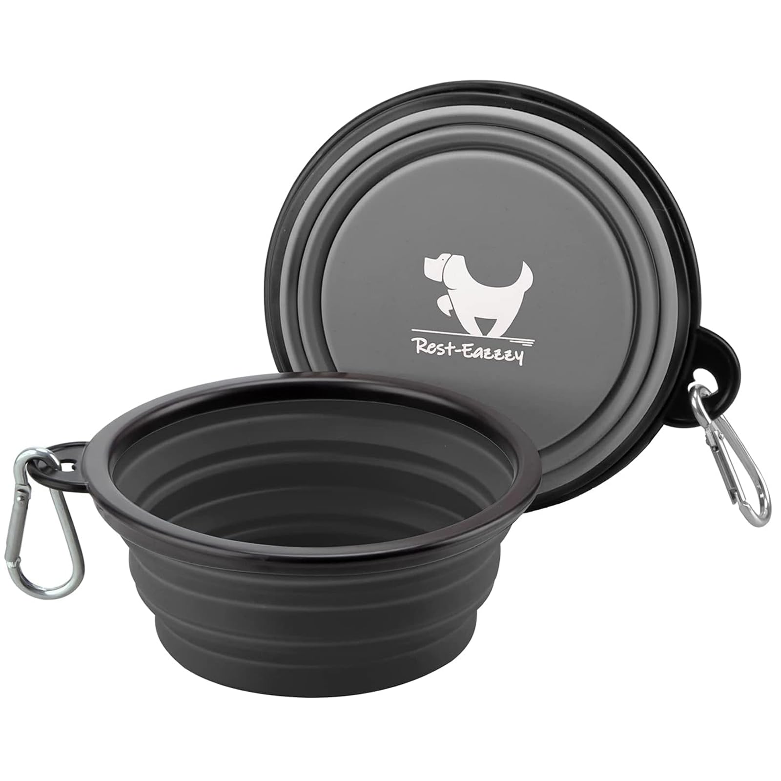 Rest-Eazzzy Ciotole pieghevoli per cani, da viaggio, confezione da 2 ciotole portatili per cani, gatti, animali domestici, ciotola pieghevole per l'irrigazione per viaggi, campeggio, passeggiate, con