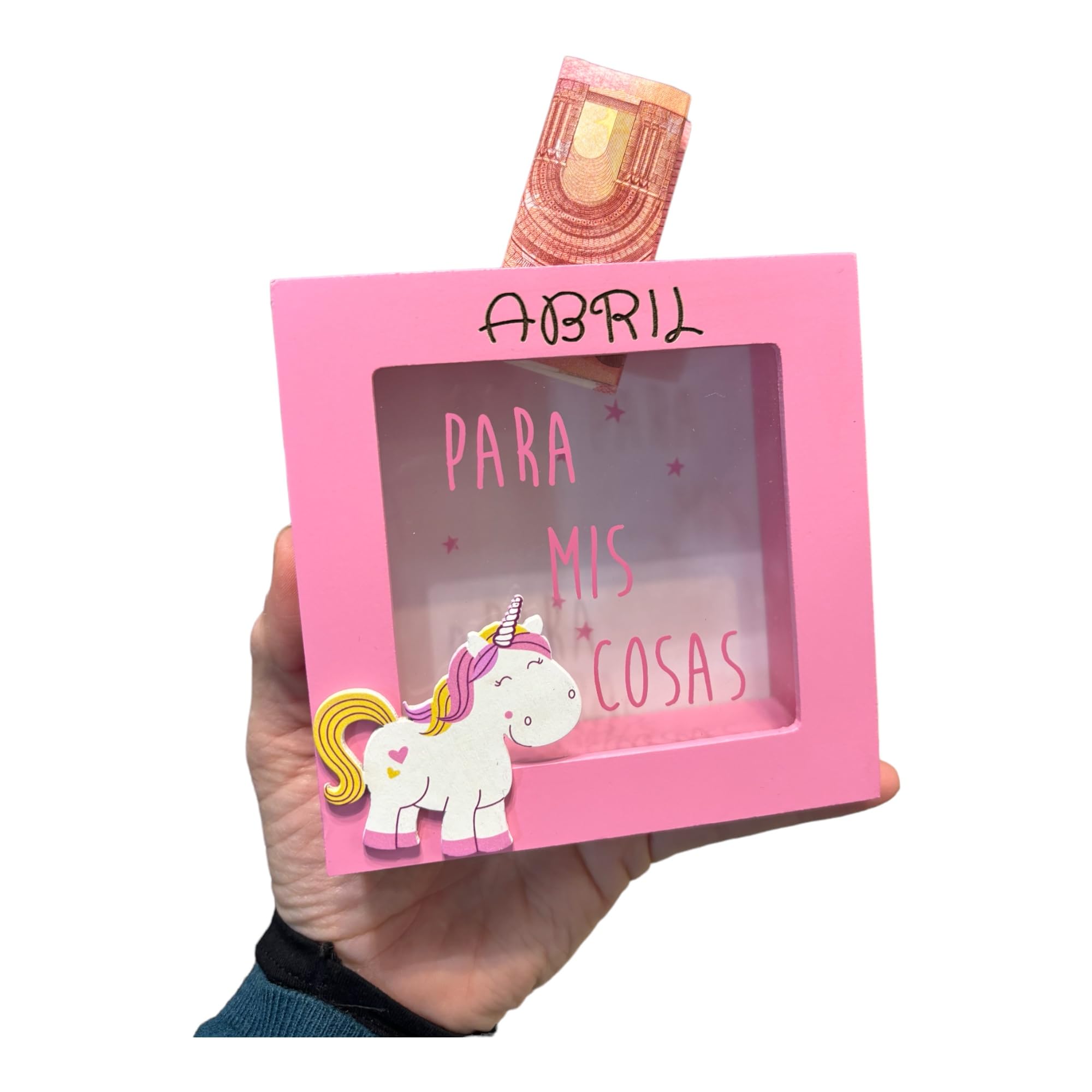 Curia Grabador - Hucha Unicornio de Madera Personalizada - Hucha de Madera con Nombre Grabado - para Regalo Dinero