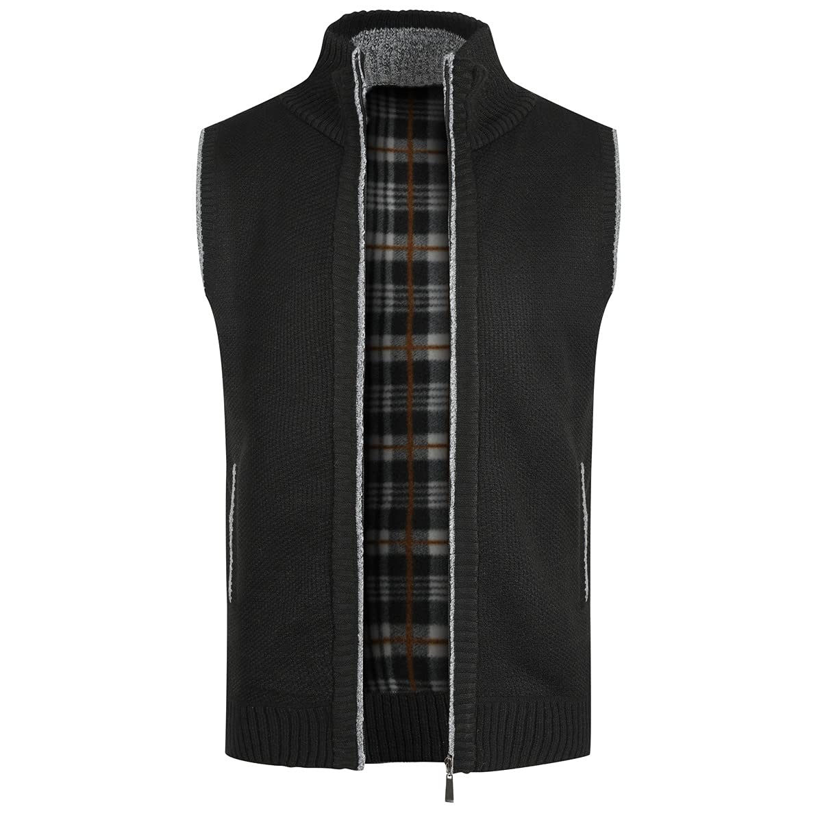 YOUTHUP Gilet da Uomo Senza Maniche Canotta Invernale in Maglia Foderata in Pile con Cerniera Spessa
