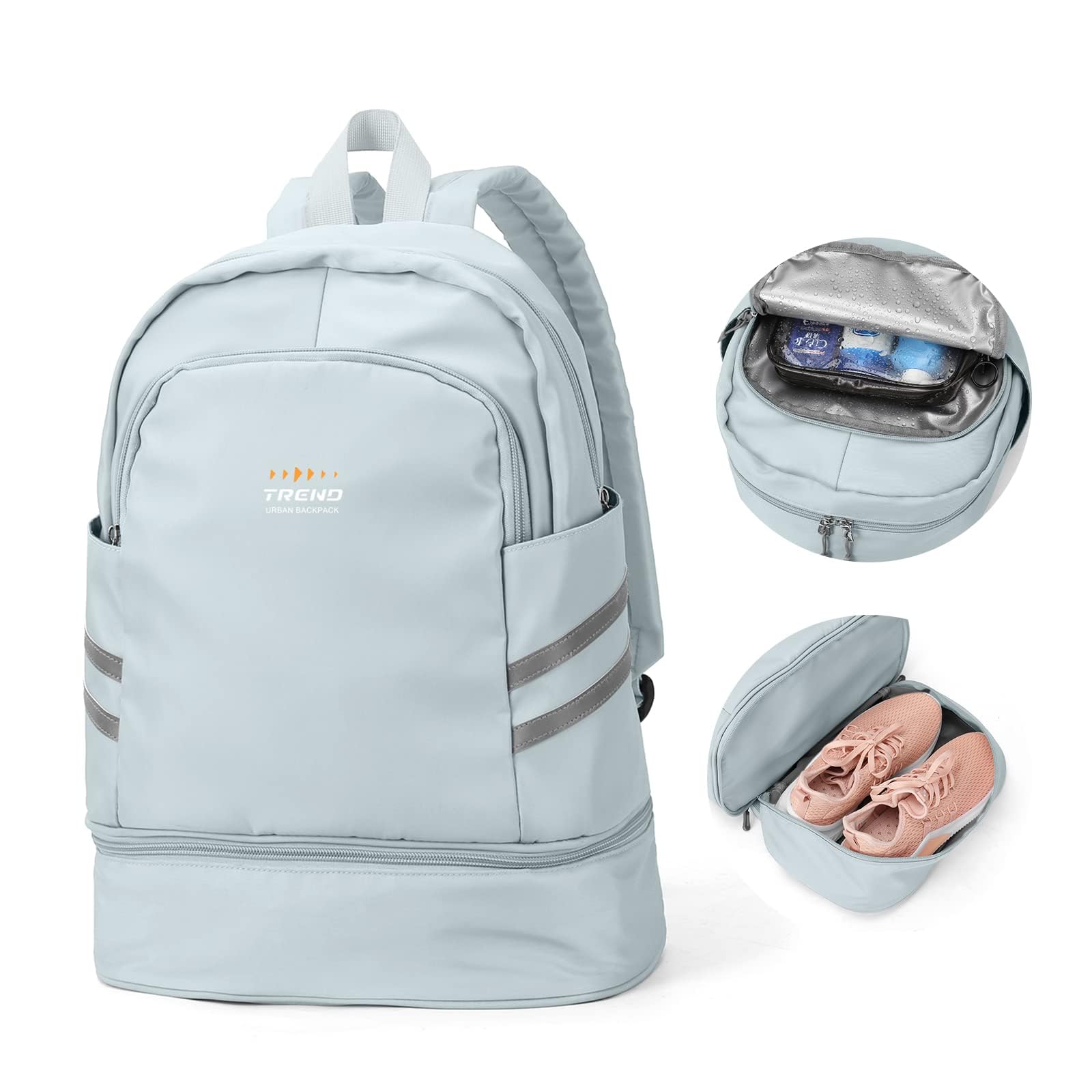 Gym Backpack for Women with Shoes Compartment & Wet Pocket Foldable Carry On Backpack Large Travel Laptop Backpack Waterproof Casual Daypack School Bag Sports Backpack Gym Bag for Swimming Yoga