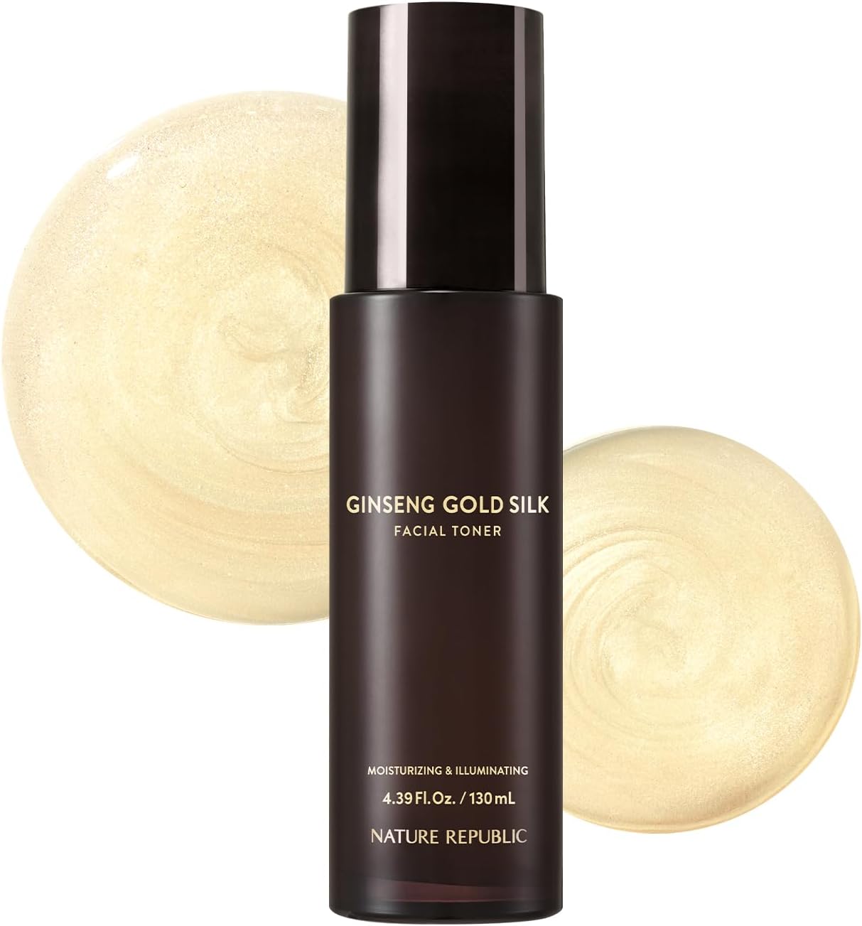 Nature Republic Ginseng Gold Silk Facial Toner, Hydrating Glow Toner, Niacinamide & Silk Amino Acid, Royal Jelly Extract, Korean Skin Care for All Skin Types 130 ml / 4.39 Fl. oz.