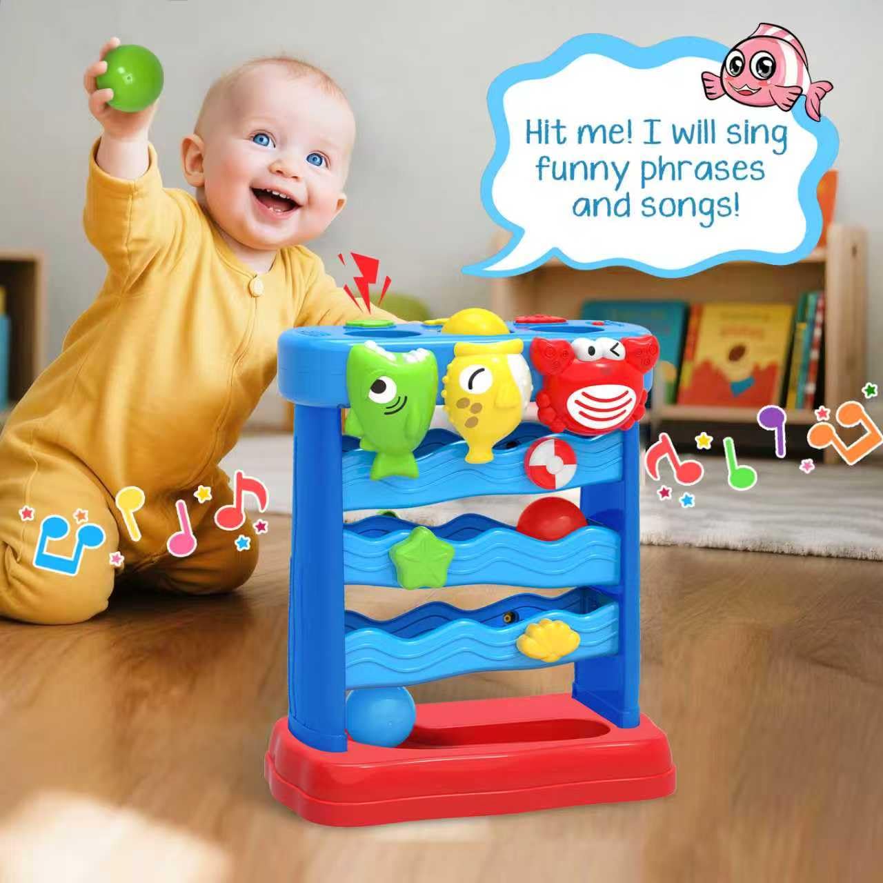 Toys for Toddlers 12-18 Months, Montessori Musical Toy for Baby 12-18 Months，Interactive Feeding Toy with Lights, Sensory Cause and Effect Game, Christmas Birthday Gifts for Boys Age 1-2 years old