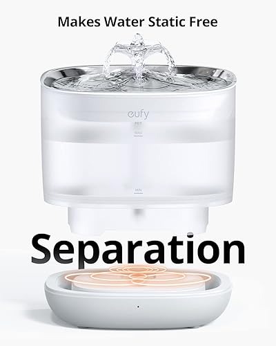 Miniatura 4 de eufy Fuente de agua para mascotas bomba de sorbo seguro fuente de agua inalámbrica para gatos para perros y gatos pequeños fuente de agua para gatos