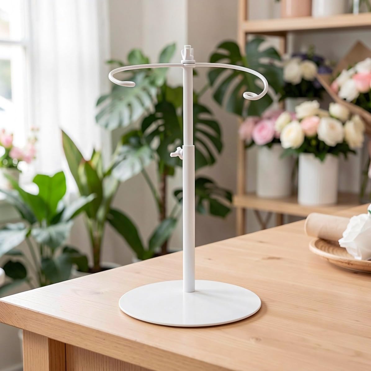 OUNONA 2 Pezzi Supporto per Composizioni Floreali in Ferro Bianco 9 Pollici | Finitura Opaca a Polvere, Base Allargata e Stabilità, per Guesthouse e Caffè dal Gusto Nordico