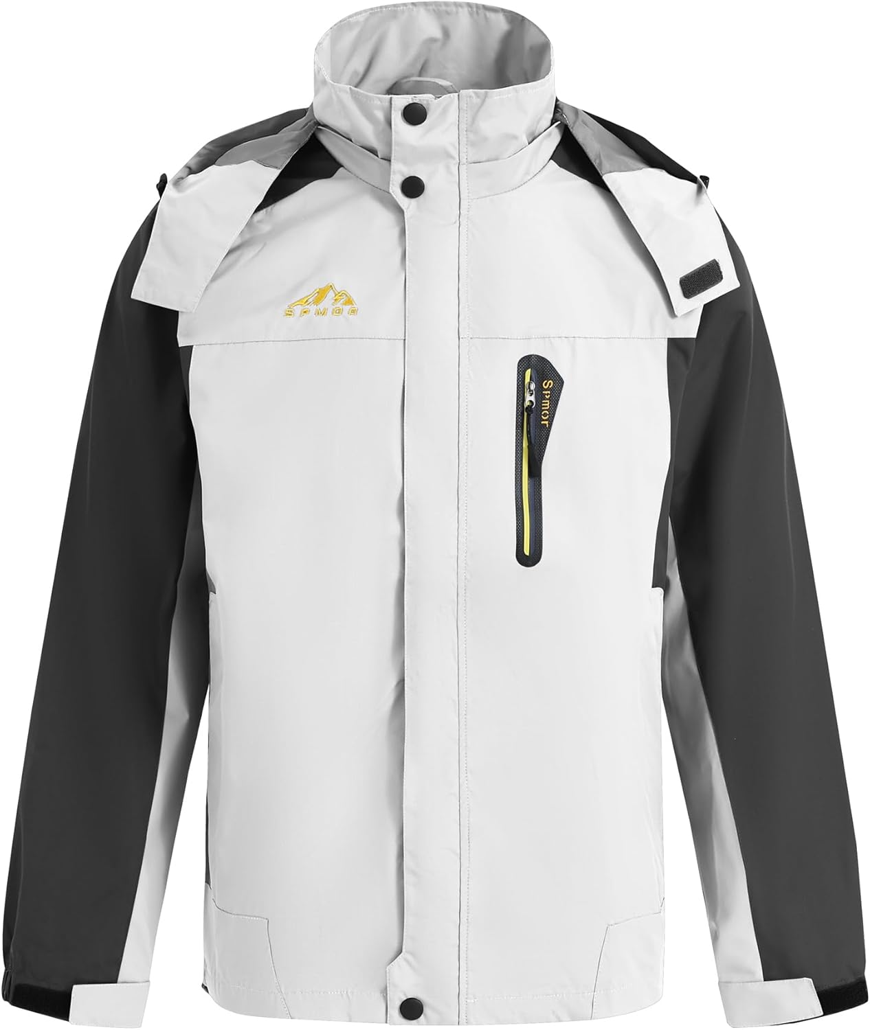 Spmor Men's Rain Jacket Waterproof with Hooded Hiking Outdoor Coat Lightweight Windbreaker
