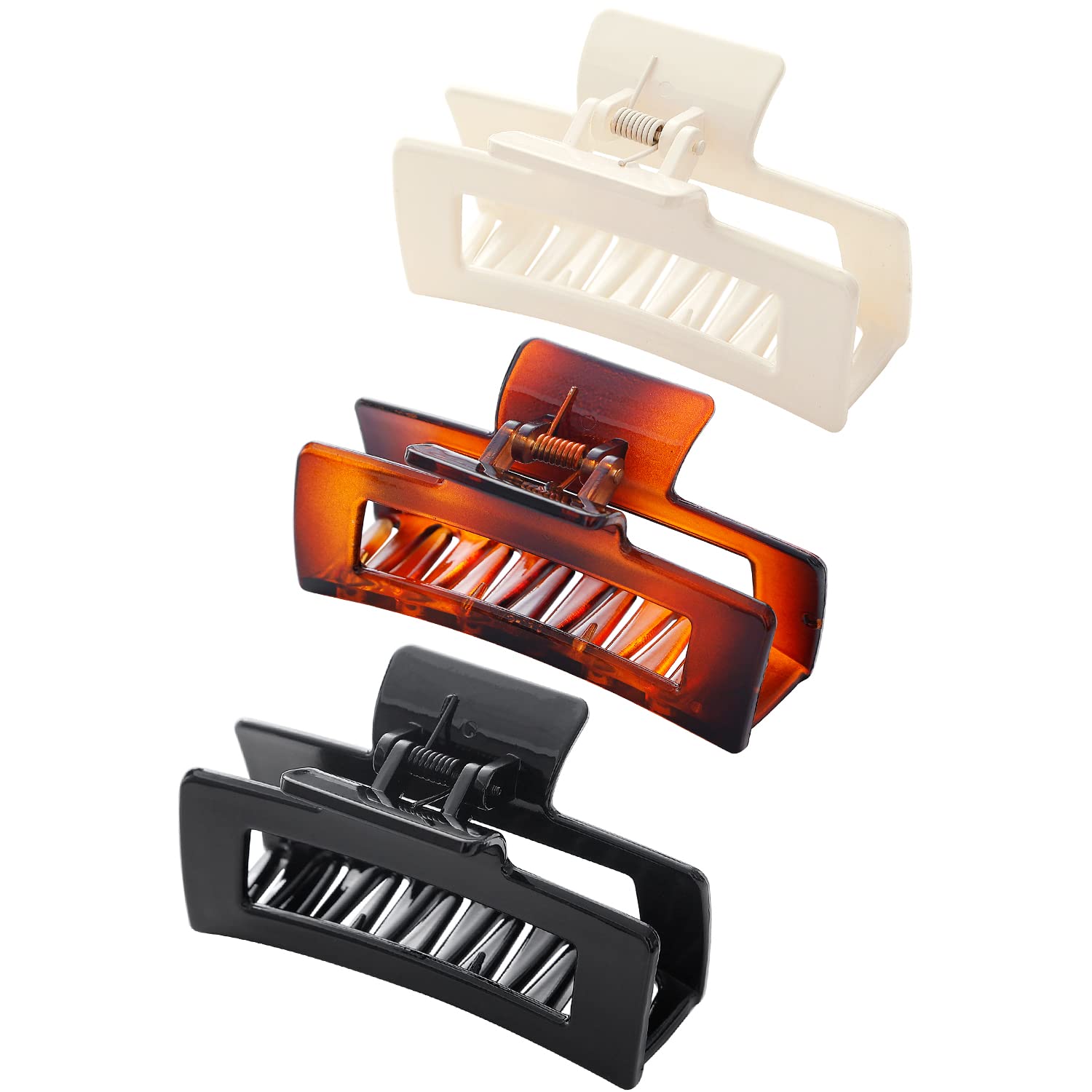 TODEROY 3 PCS Big Claw Clips, Hair Claw Barrette for Thick Hair and Thin Hair, Acrylic Large Jaw Clips, Non-slip Styling Accessory for Women and Girls, Leopard Stylish Hair Clamps