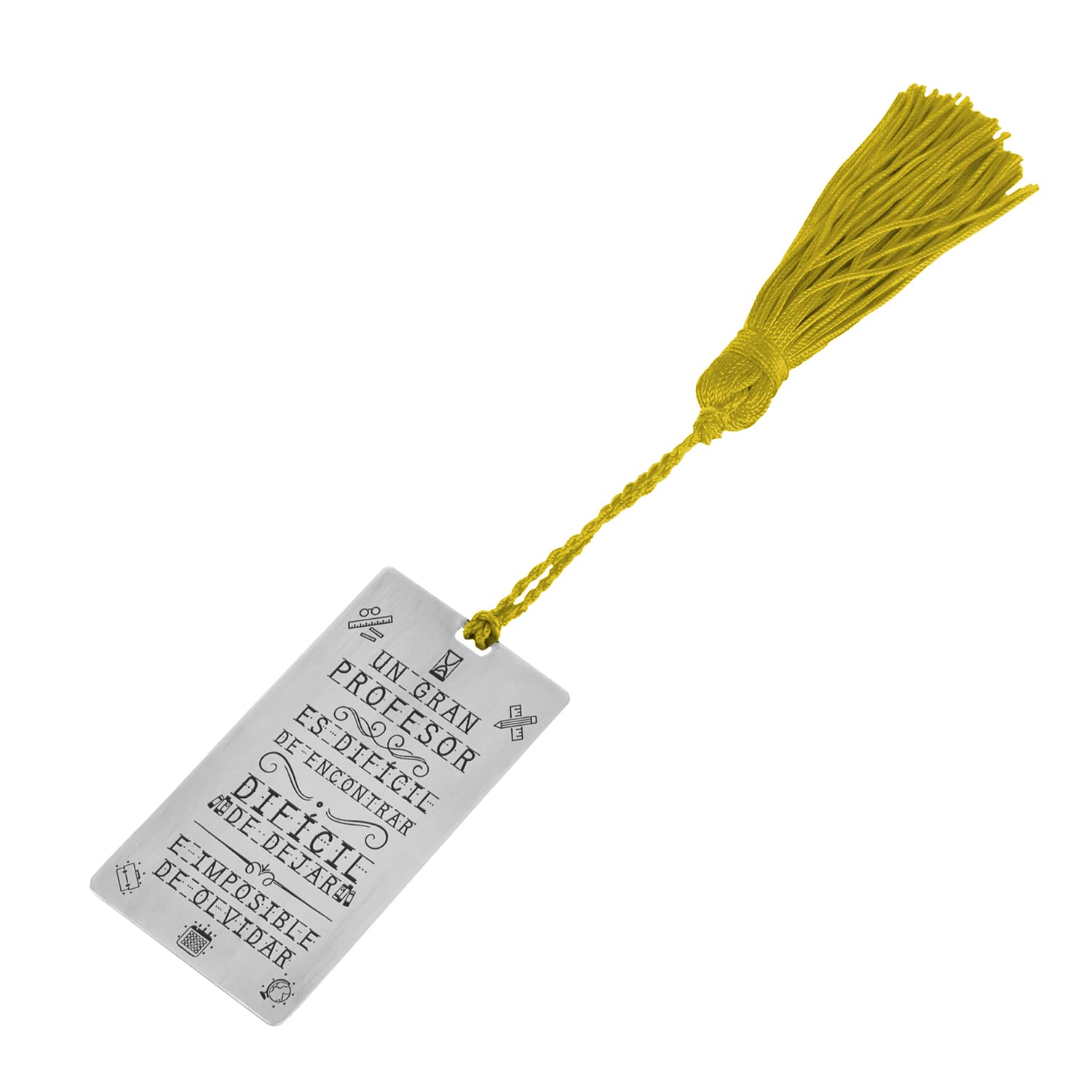 Segnalibro personalizzabile in argento "Un grande insegnante…" con nappone colorato - Regalo di fine corso, insegnanti, insegnanti (un volto)