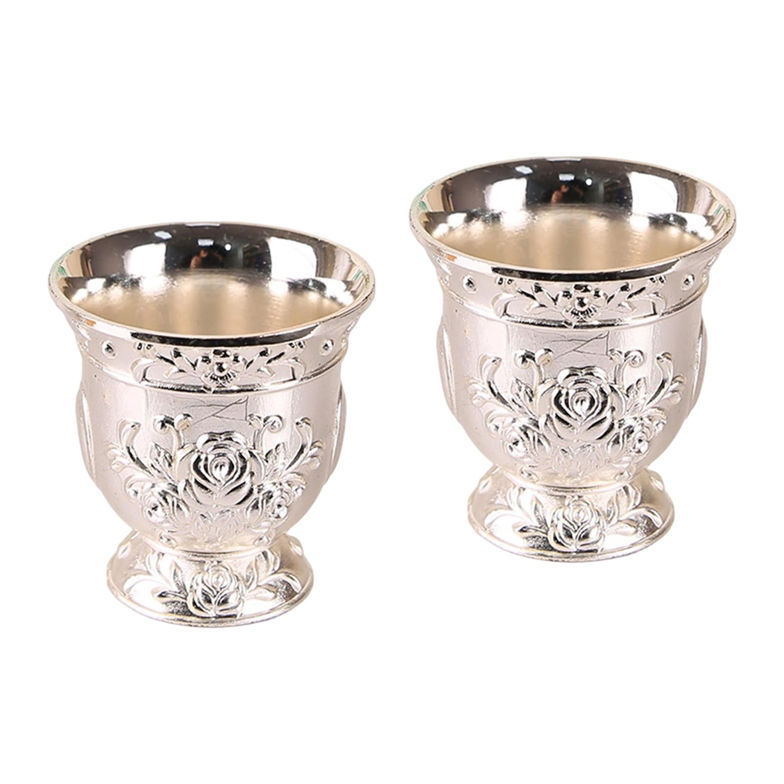 Tsophreniq Of 2 Elegant Zincs Alloys Rose Shape Miniature Liquor Glasses for Cocktails and Home Decoration Old Rose Wine Glass